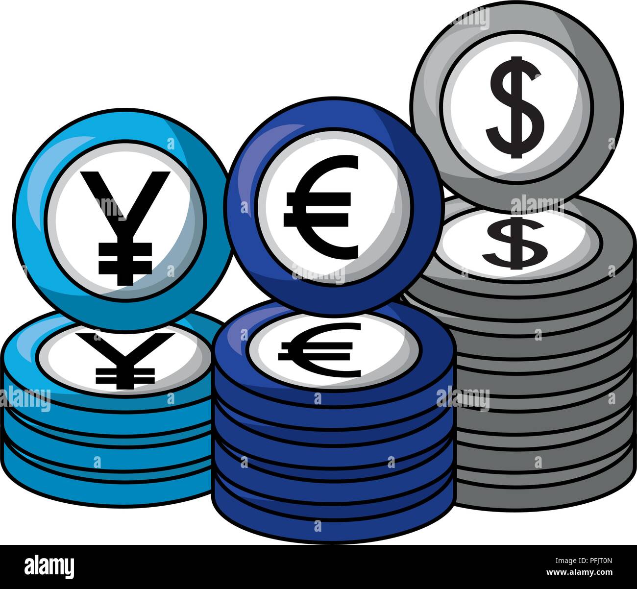 dollar euro and yen coins vector illustration design Stock Vector Image ...