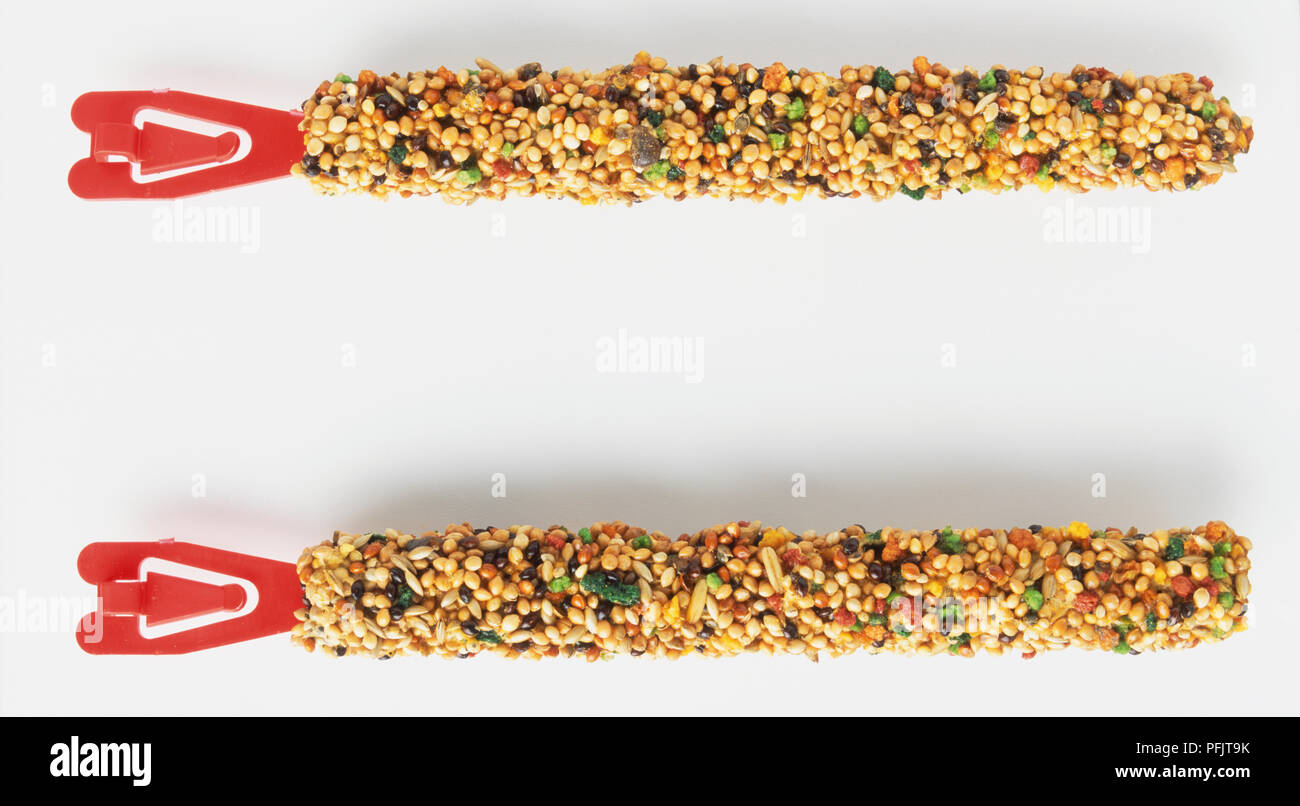 Two parrot food sticks Stock Photo Alamy