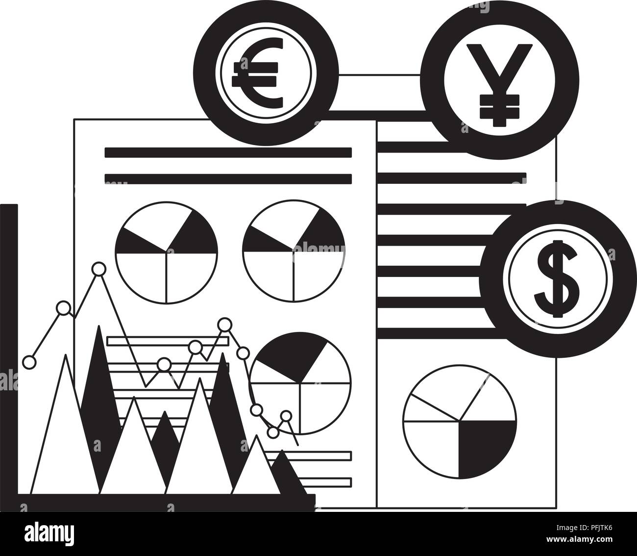 dollar euro and yen business with documents Stock Vector Image & Art ...