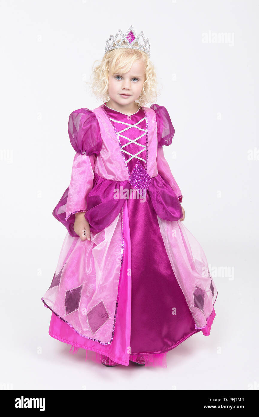 FancyDressWale princess gown for girls beautiful party dress- Pink with  hair accessories