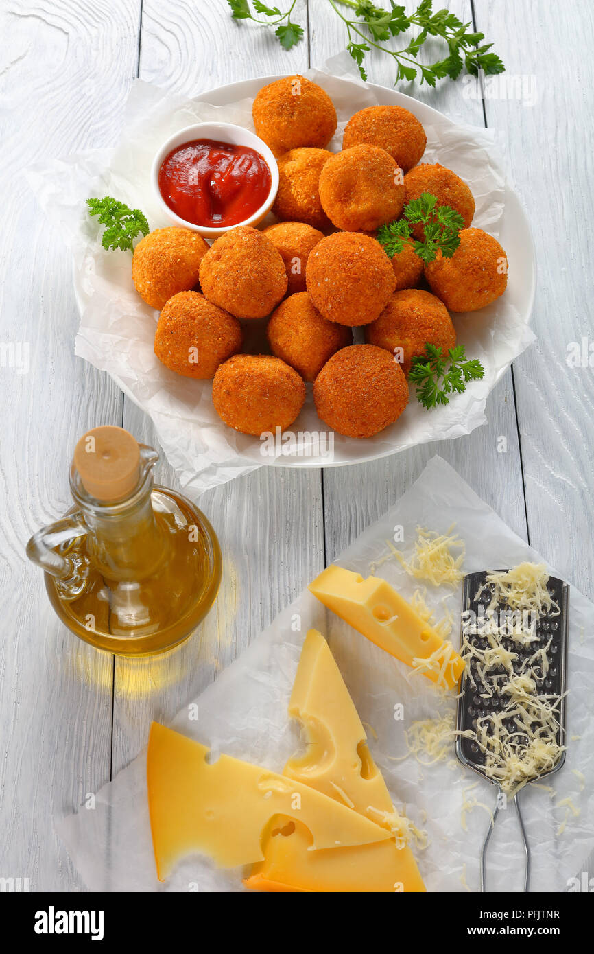 tasty potato croquettes mashed potatoes balls breaded and deep fried