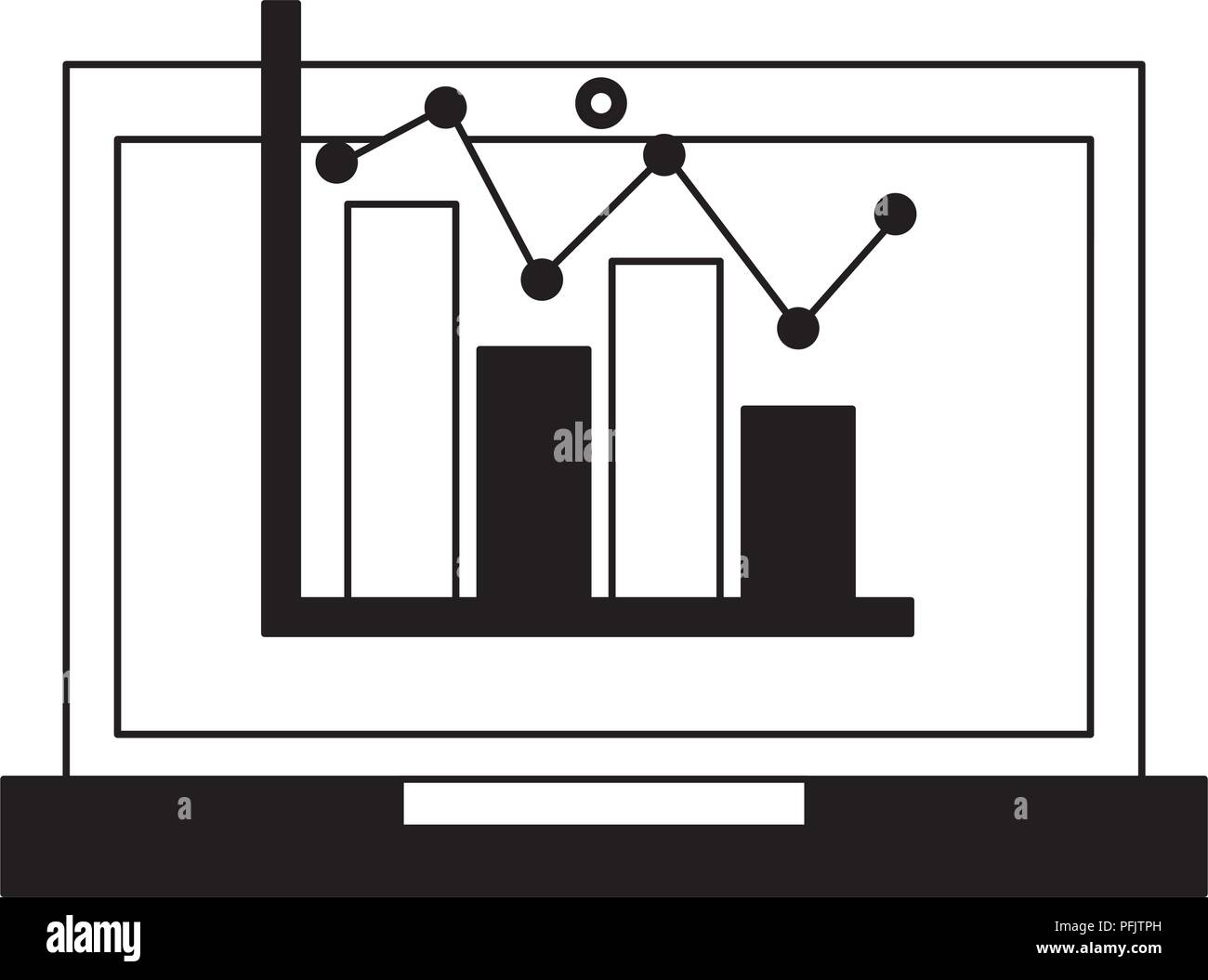 laptop computer with statistics Stock Vector