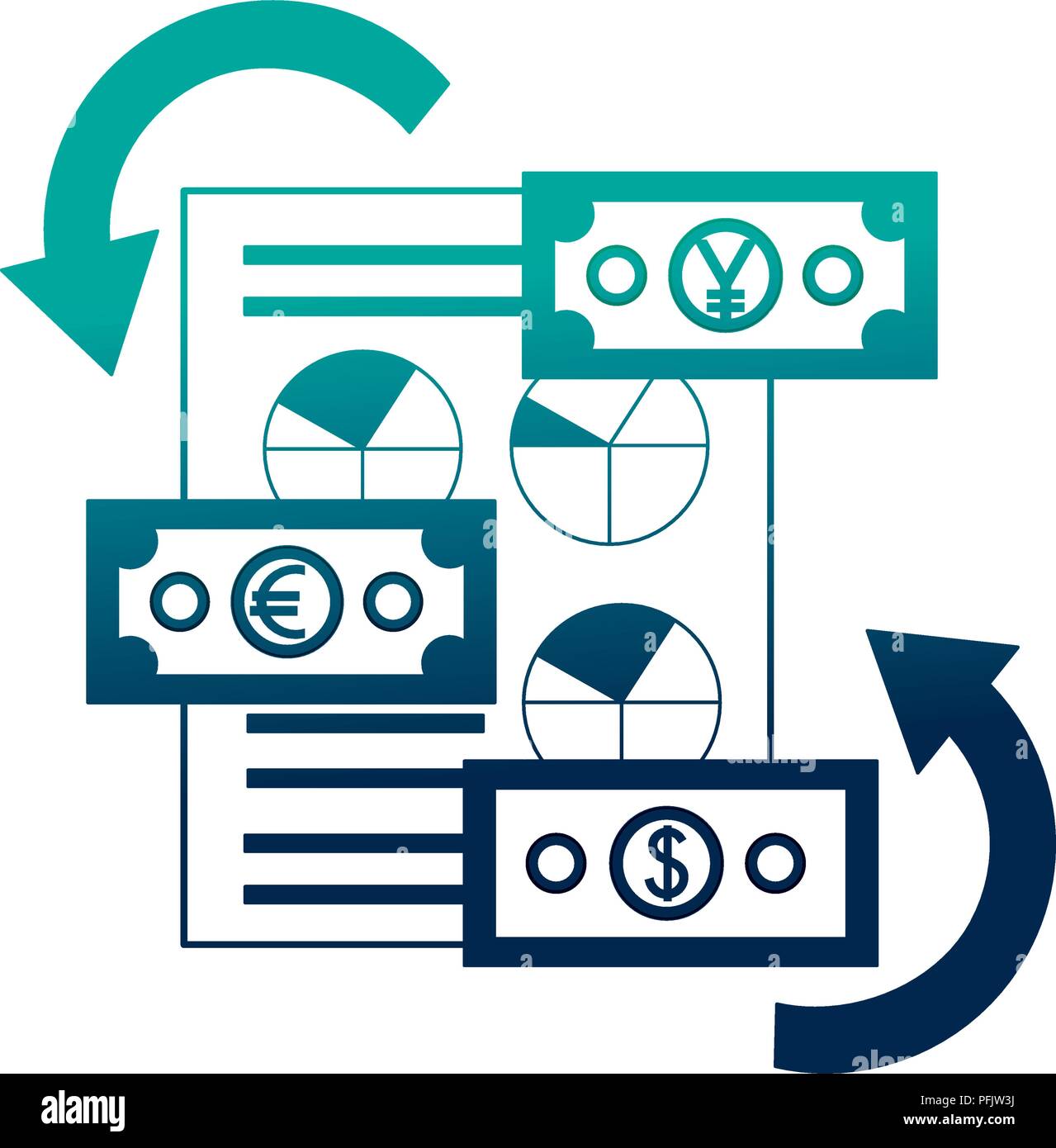 dollar euro and yen business bills Stock Vector Image & Art - Alamy