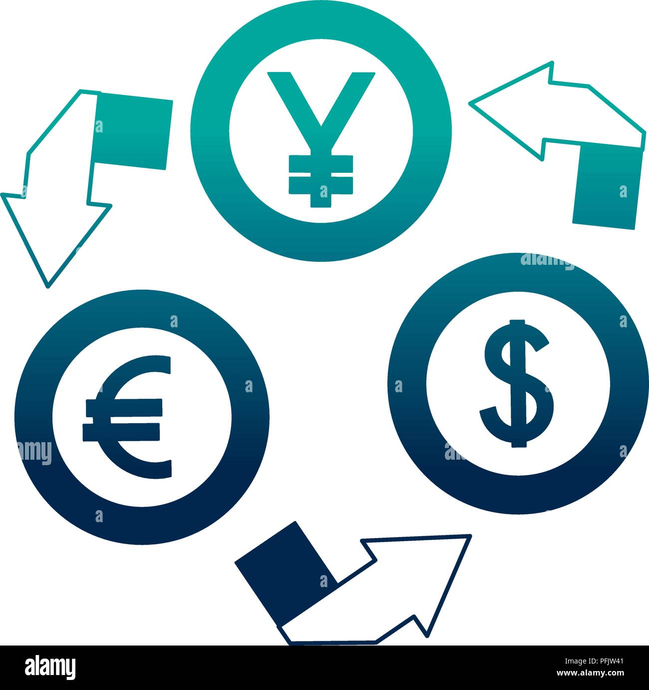 dollar euro and yen coins Stock Vector Image & Art - Alamy
