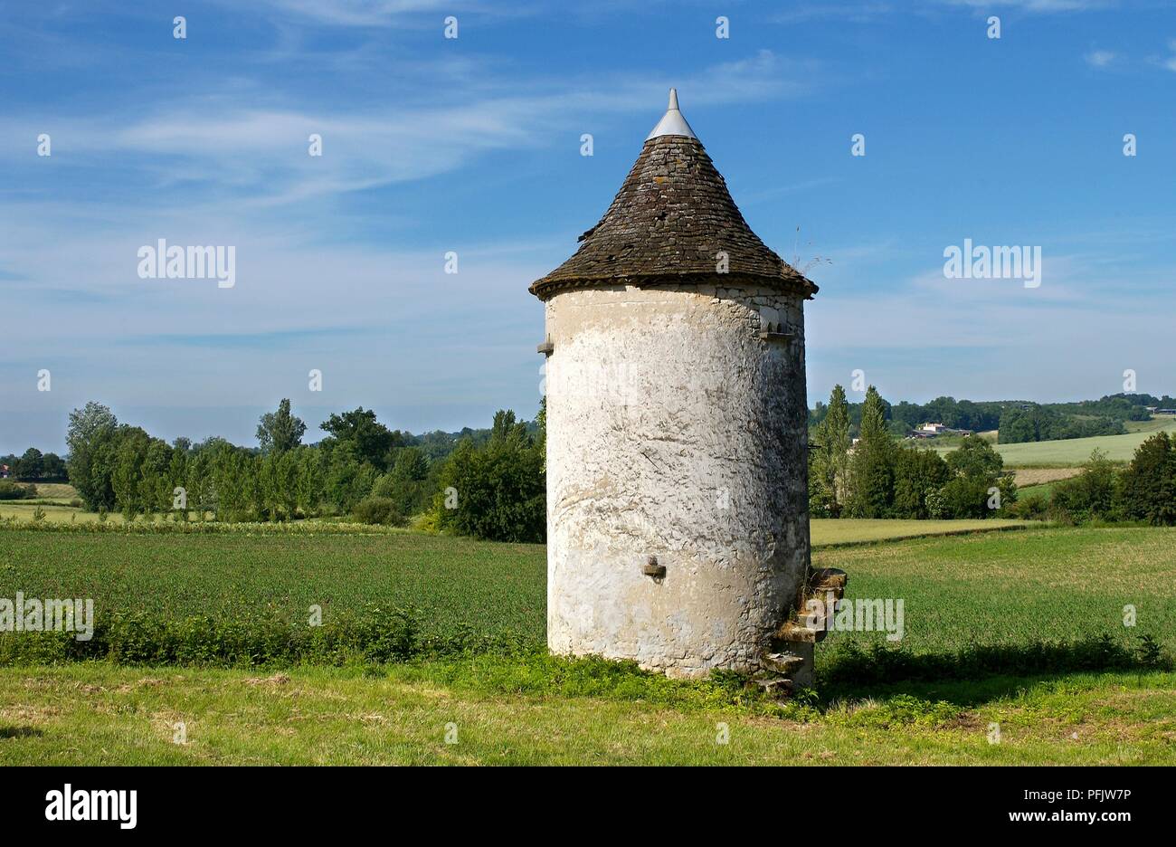 France, Aquitaine, Lot-et-Garonne, Pays du Dropt, traditional stone dovecote, in a field Stock Photo