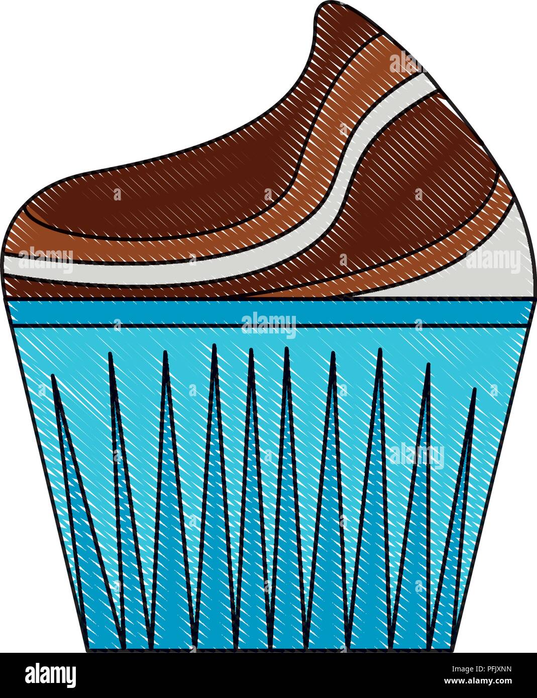 sweet cupcake cream delicious pastry drawing color Stock Vector Image