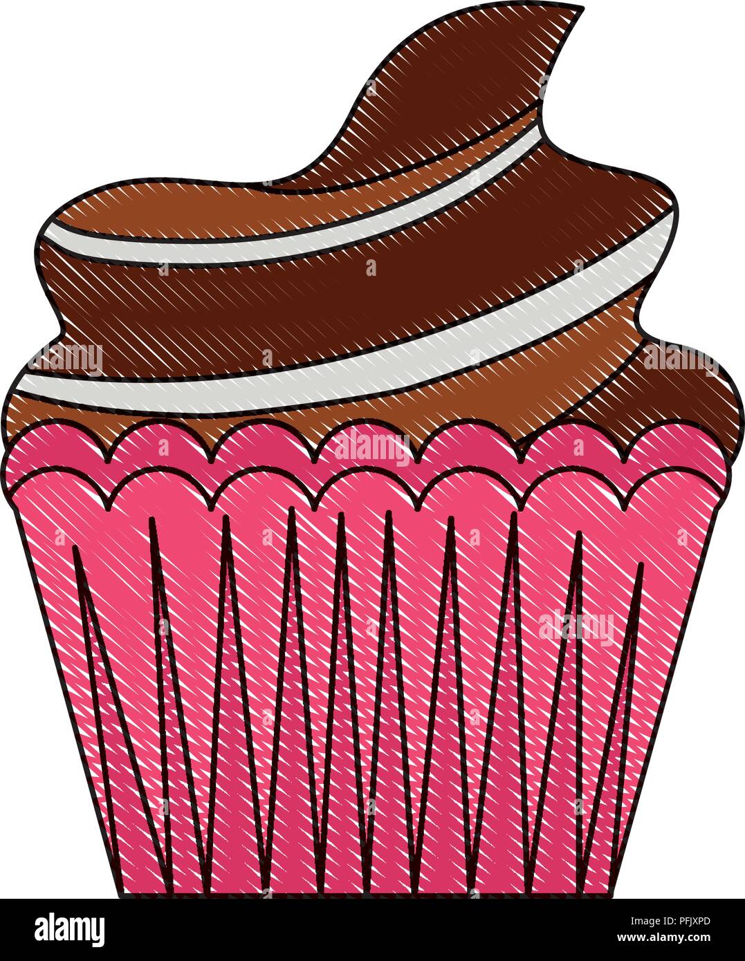 sweet cupcake cream delicious pastry drawing color Stock Vector Image