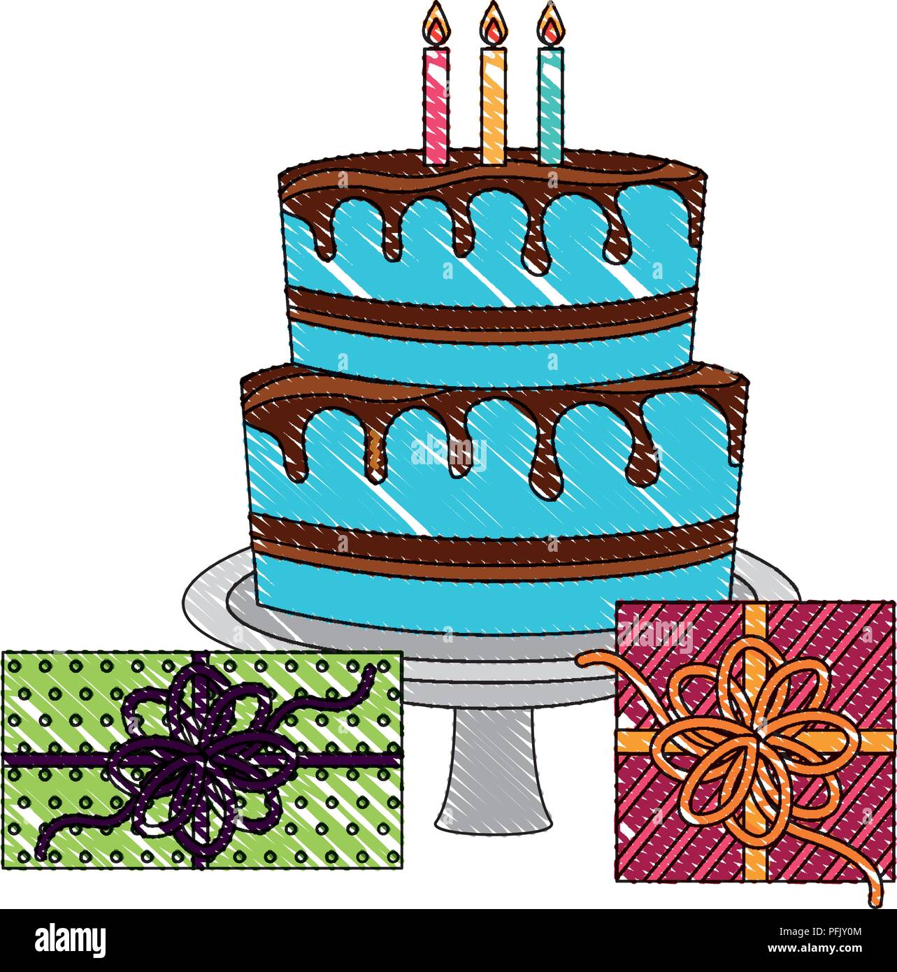 Big cake with candles Stock Vector Images - Alamy