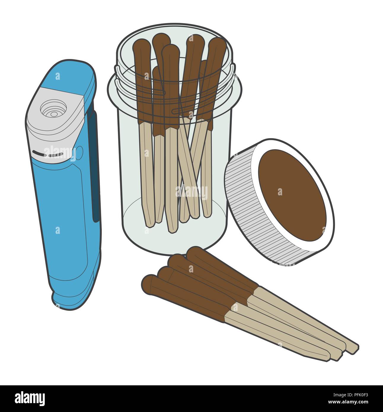 Digital illustration of matches and cigarette lighter Stock Photo Alamy