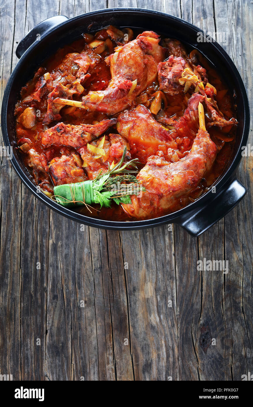 Italian Style Braised Rabbit With leek, chopped tomatoes, herbs and ...