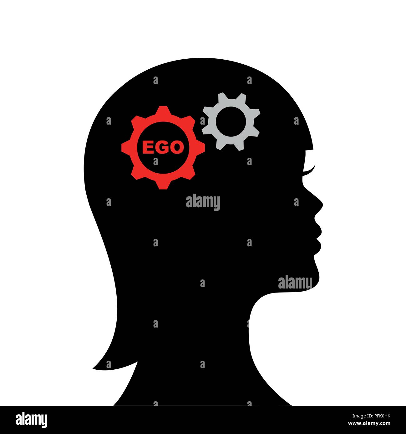 woman with ego in his head silhouette vector illustration EPS10 Stock Vector