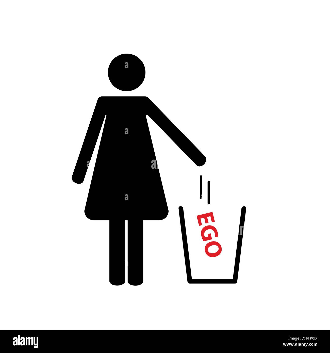 woman throws ego away pictogram vector illustration EPS10 Stock Vector