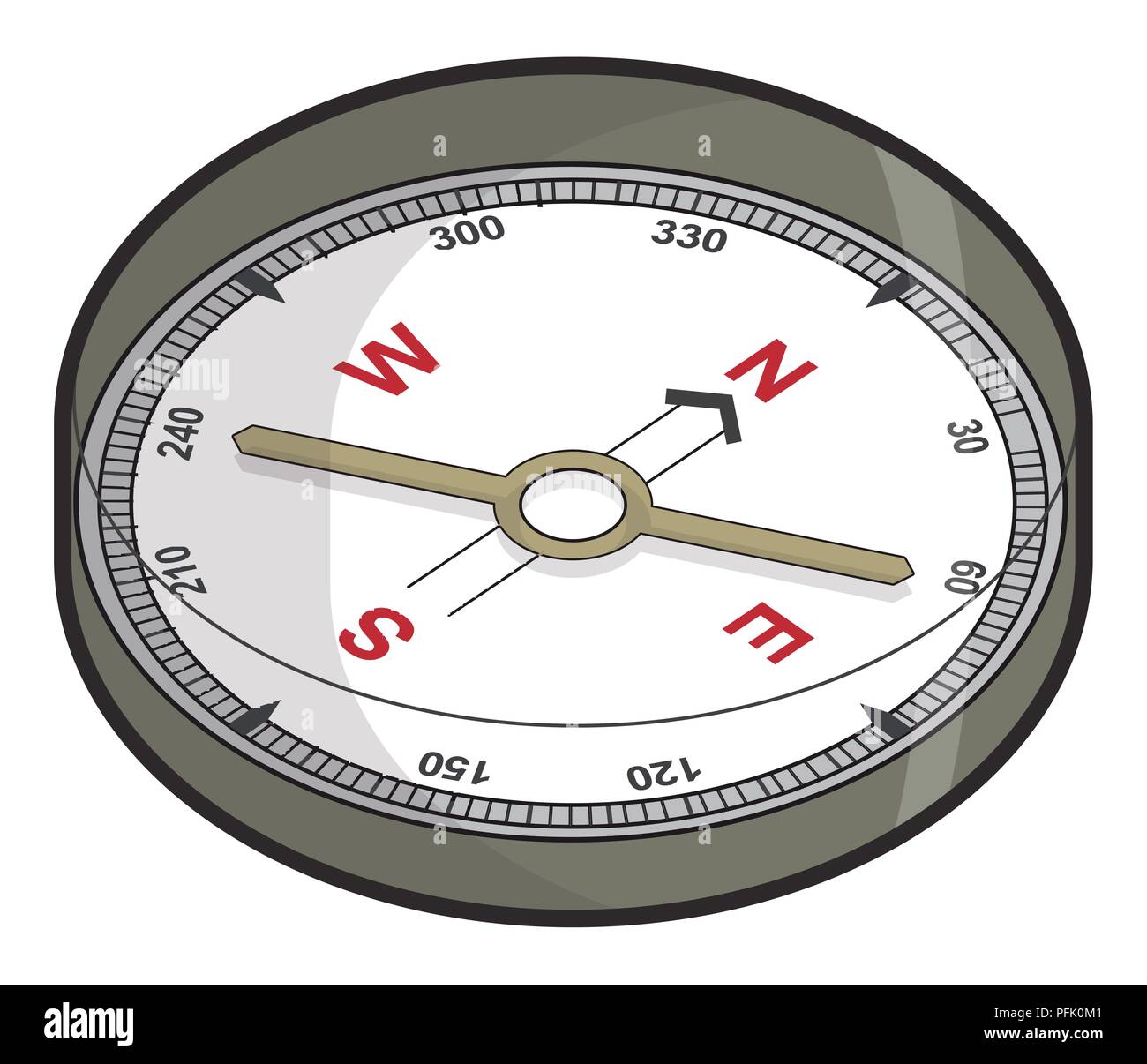 Digital illustration of fixed dial compass Stock Photo