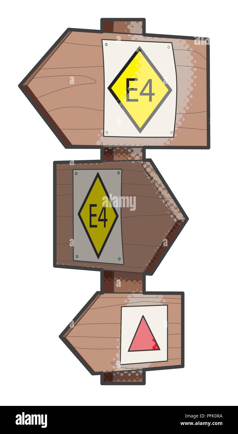 Digital illustration of directional signpost used by hikers Stock Photo ...