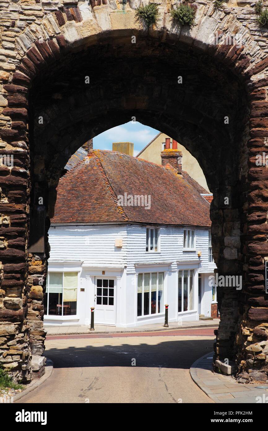 Great Britain, England, East Sussex, Rye, white clapboard building seen