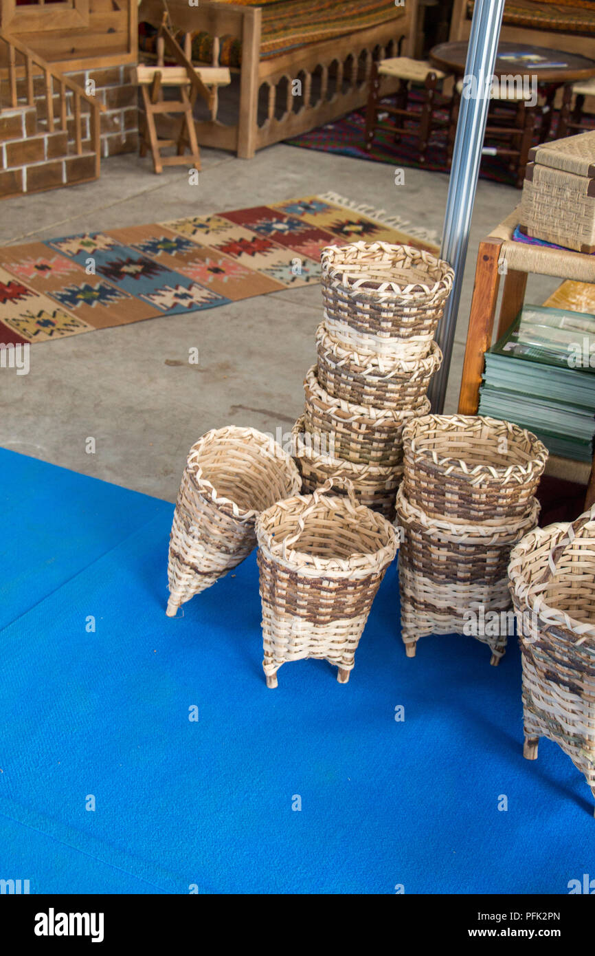 Empty wicker baskets are for sale in a market Stock Photo - Alamy