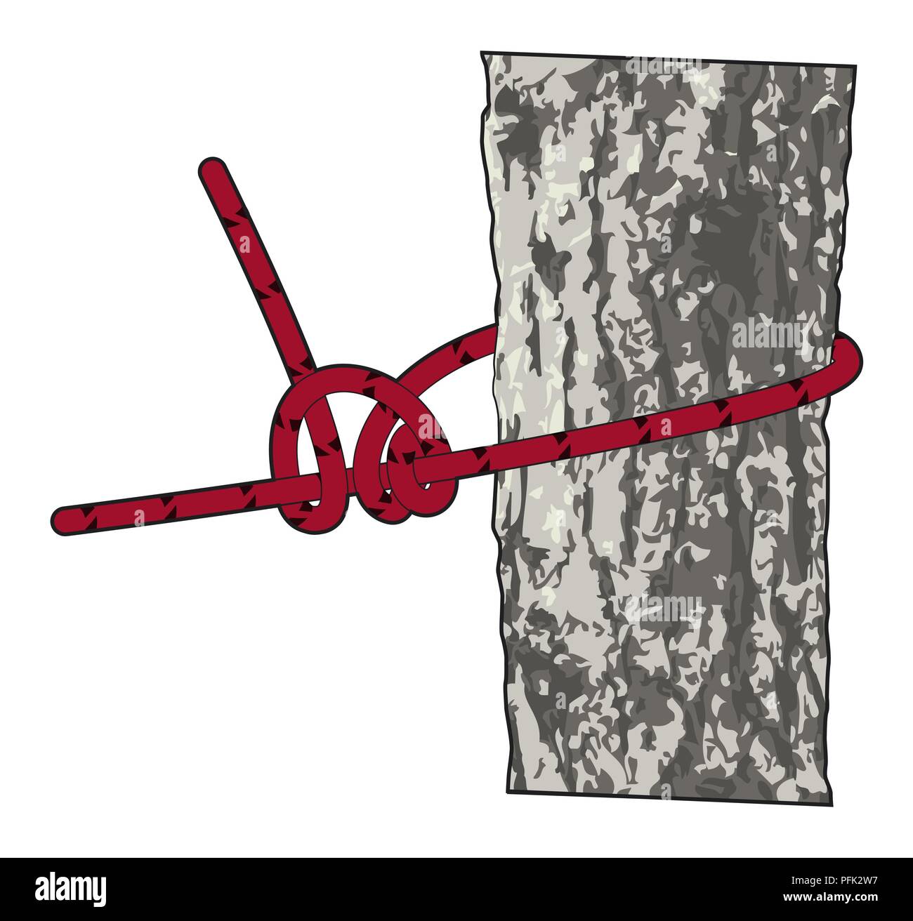Digital illustration showing how to tie a taut line hitch knot around a