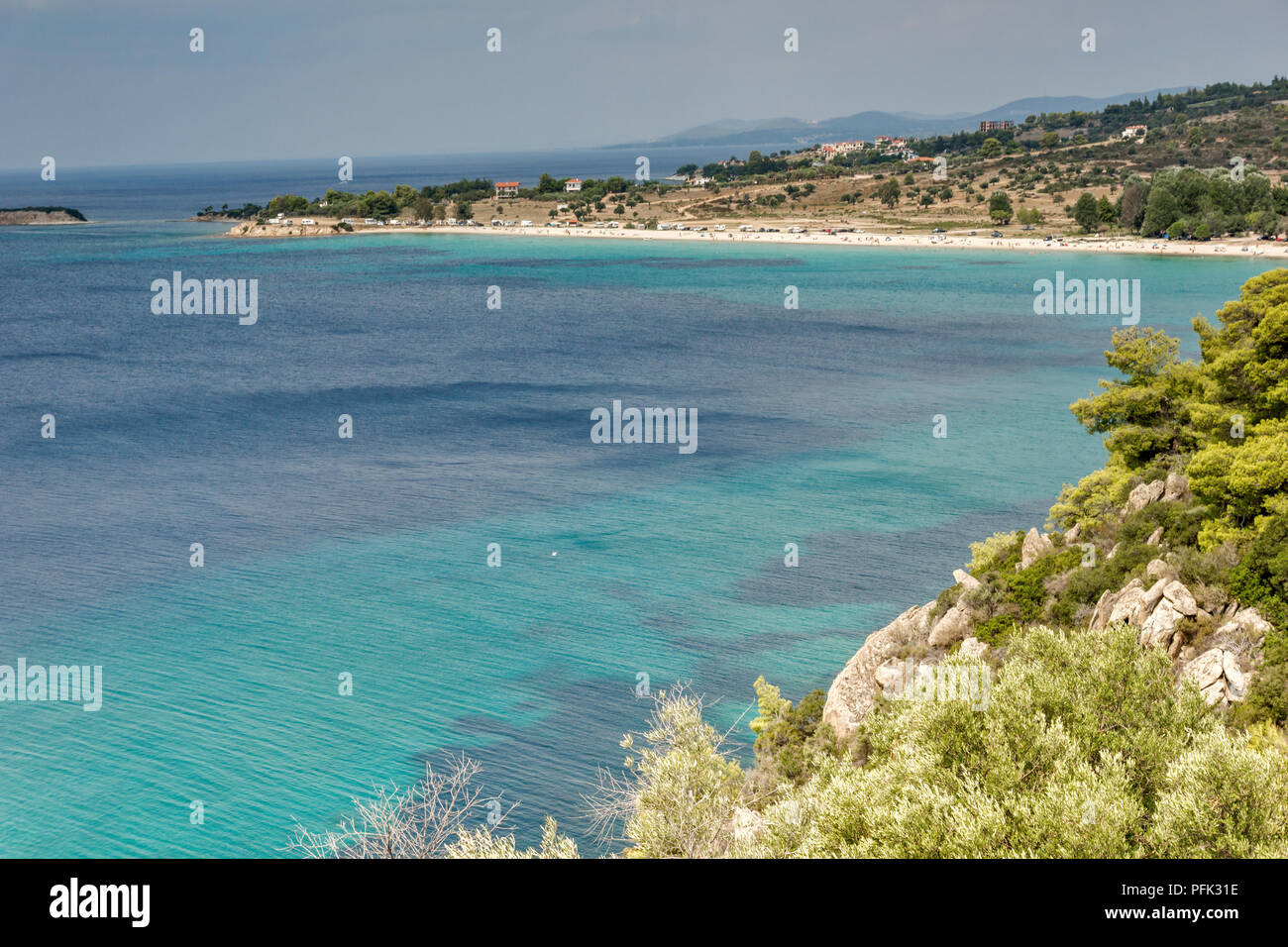 Panoramic view of Agios Ioannis Beach at Sithonia peninsula, Chalkidiki,  Central Macedonia, Greece Stock Photo - Alamy