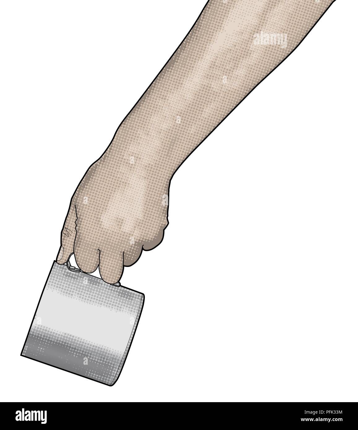 Digital illustration of hand holding mug Stock Photo