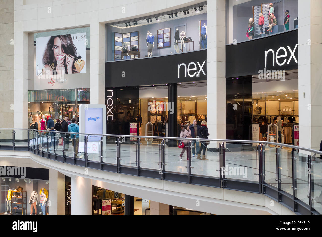 Inside the Manchester Arndale Shopping Centre in Manchester, England. Stock Photo