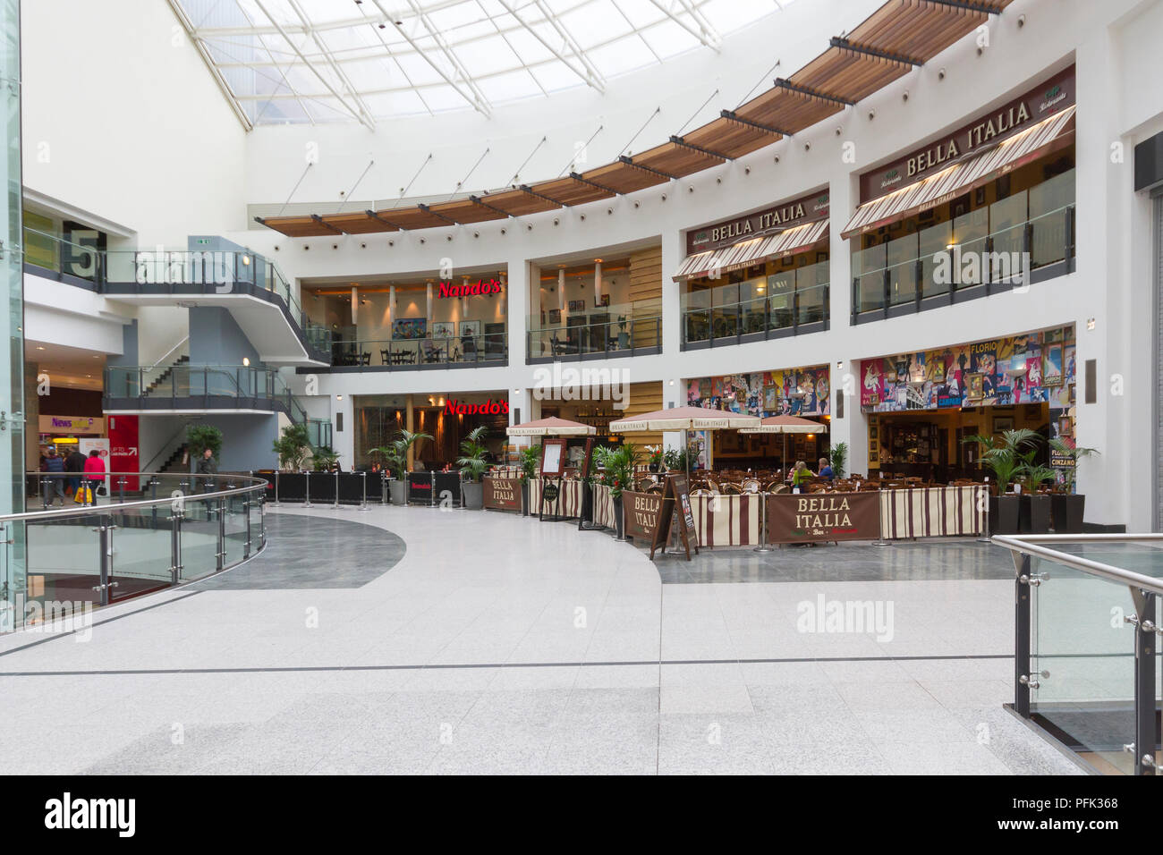 Inside the Manchester Arndale Shopping Centre in Manchester, England. Stock Photo