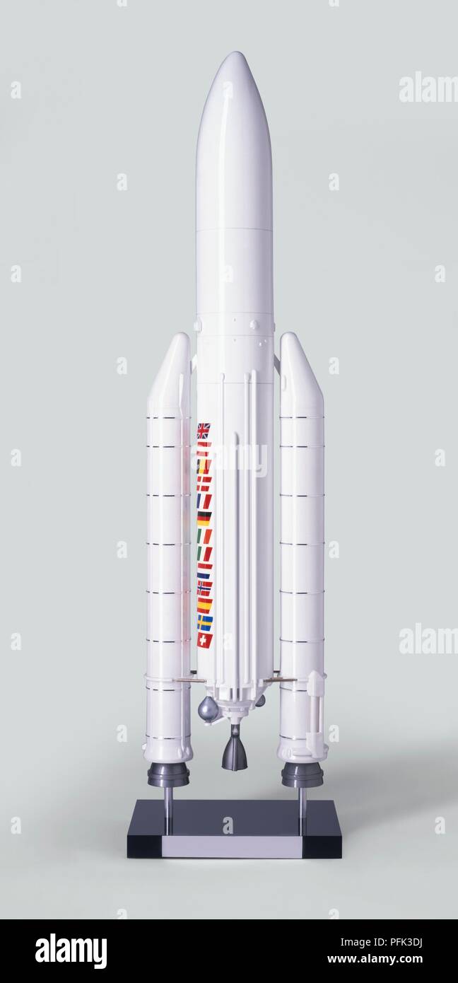 Model of Ariane space rocket Stock Photo