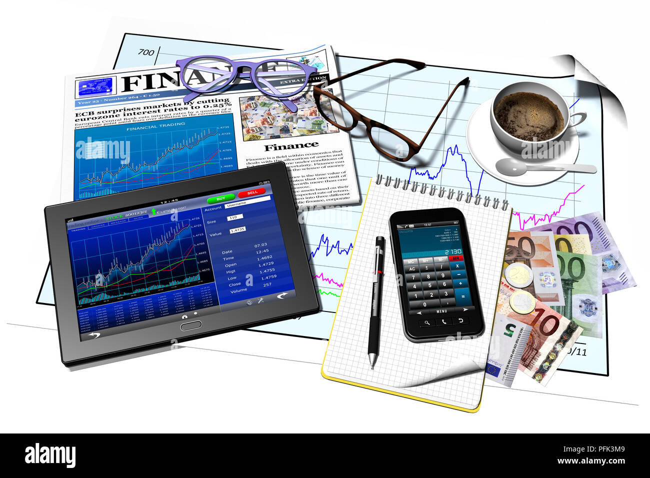 3d Illustration Mobile Computing Devices With A Screen - 