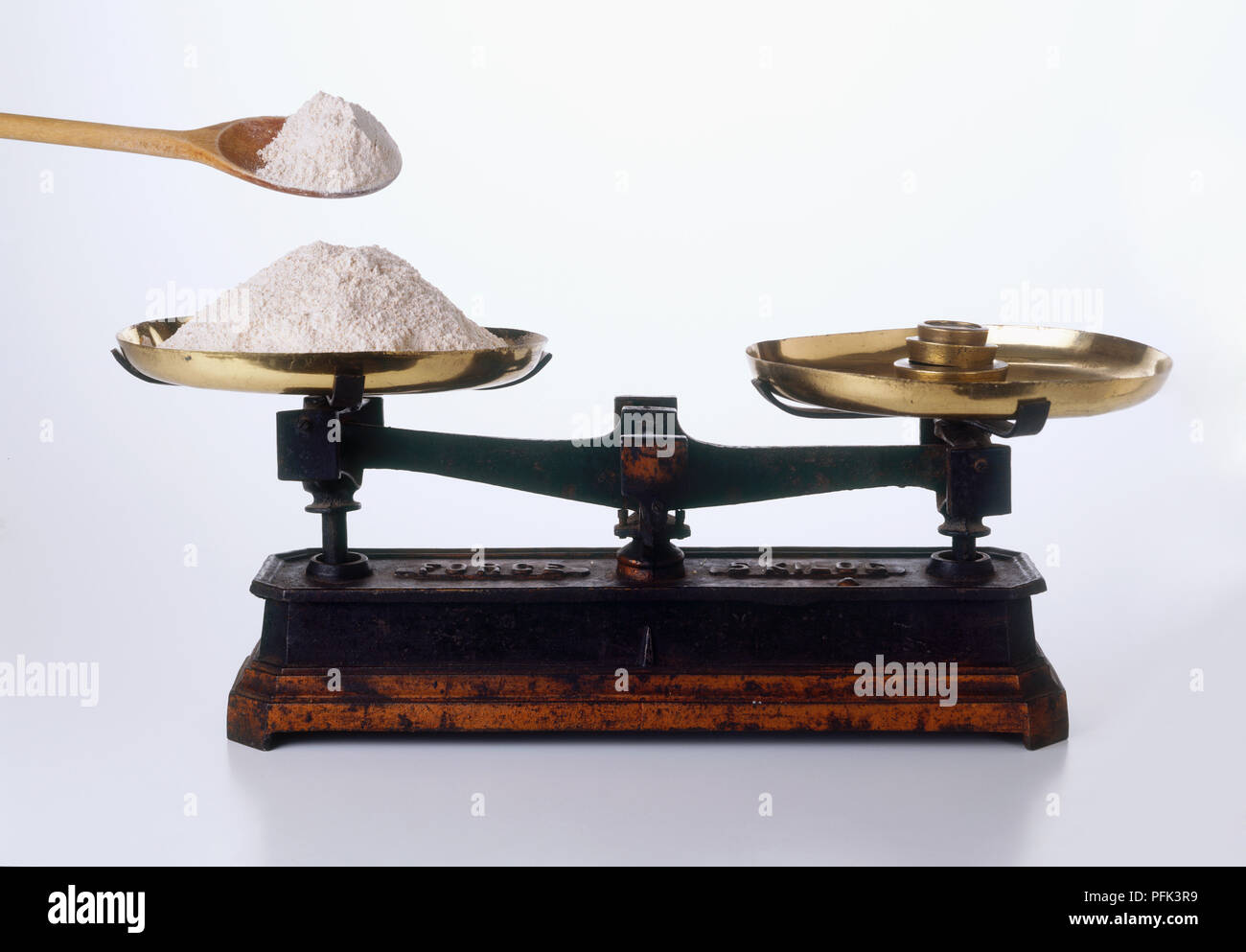 https://c8.alamy.com/comp/PFK3R9/pile-of-flour-balanced-against-weights-on-old-fashioned-scales-PFK3R9.jpg
