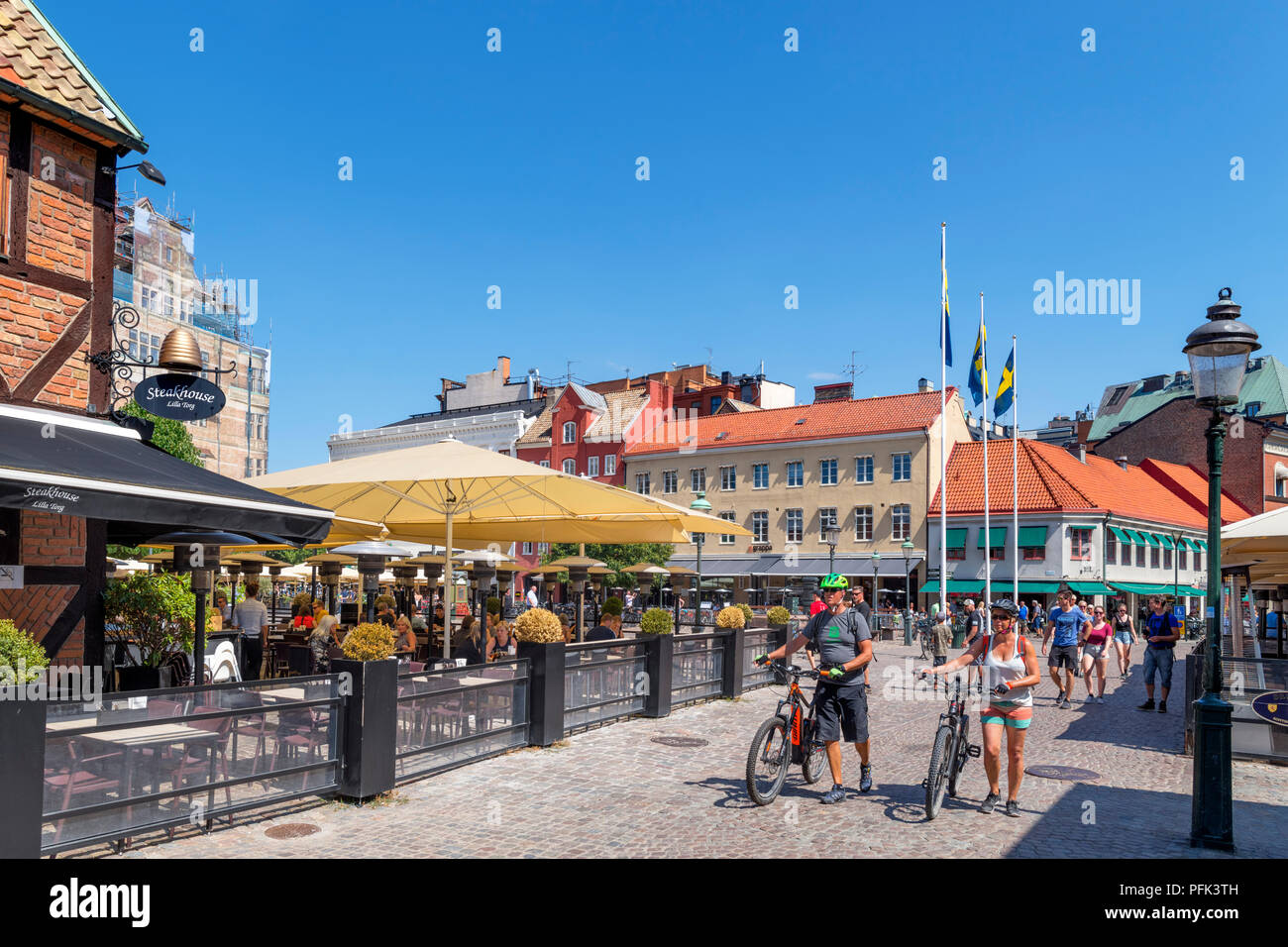 Malmö, Sweden. View towards Lilla Torget in the Old Town (Gamla Staden), Malmo, Scania, Sweden Stock Photo
