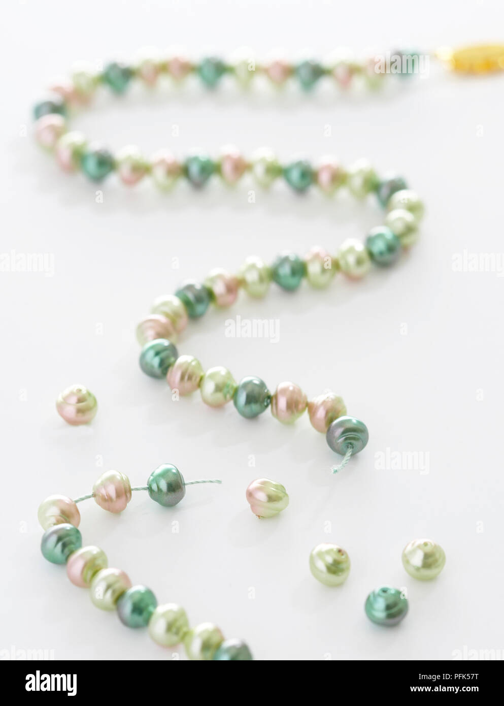 Broken pearl bead necklace Stock Photo