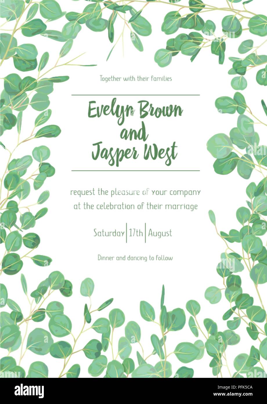 Wedding Eucalyptus Vertical Vector Design Banner Frame Rustic