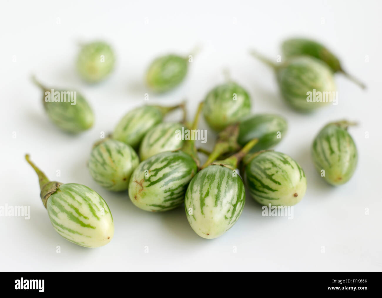 Group of Thai aubergines, focus on foreground Stock Photo