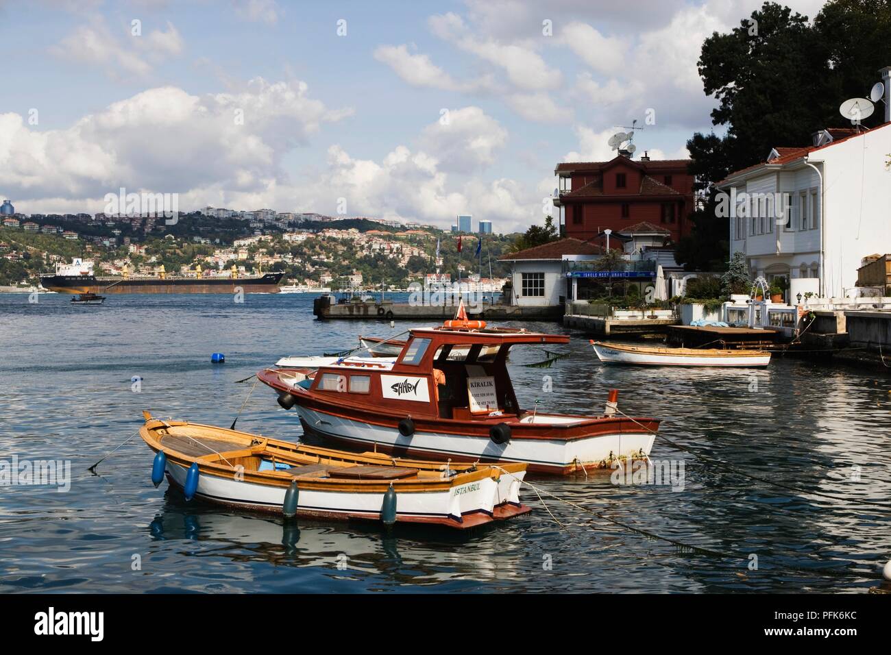 Turkey, Istanbul, Cengelkoy area, waterfront with boats Stock Photo