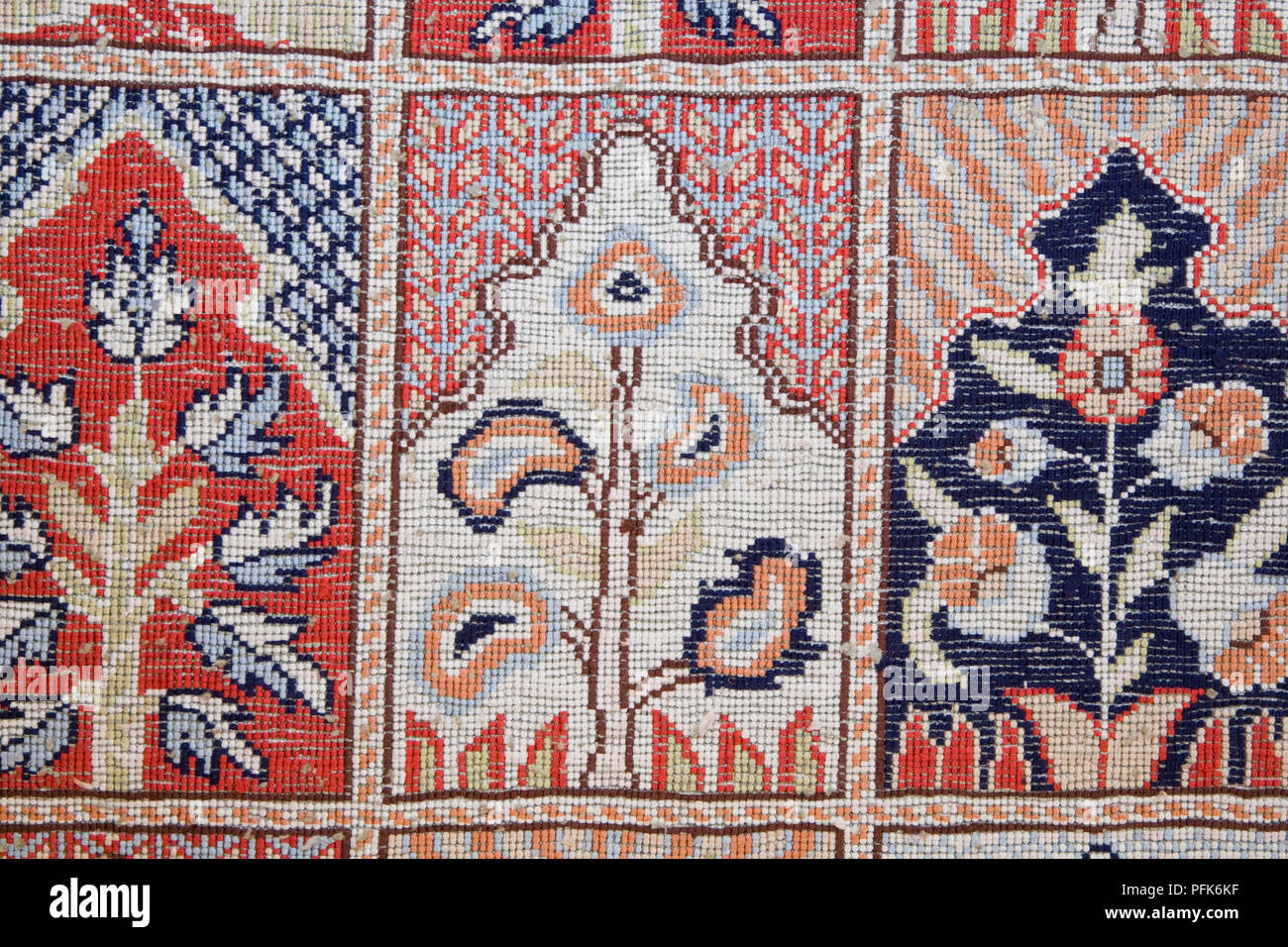 Floral patterns on a rug from Turkey, close-up Stock Photo