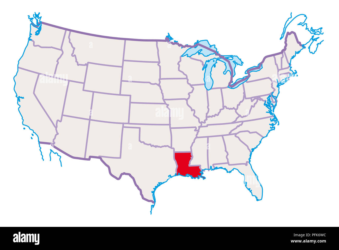 louisiana on us map Map Of Usa Louisiana Highlighted In Red Stock Photo Alamy louisiana on us map