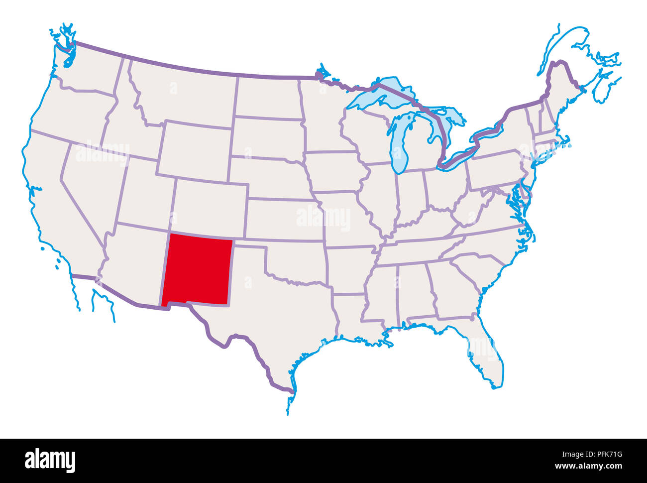 new mexico on map Map Of Usa New Mexico Highlighted In Red Stock Photo Alamy