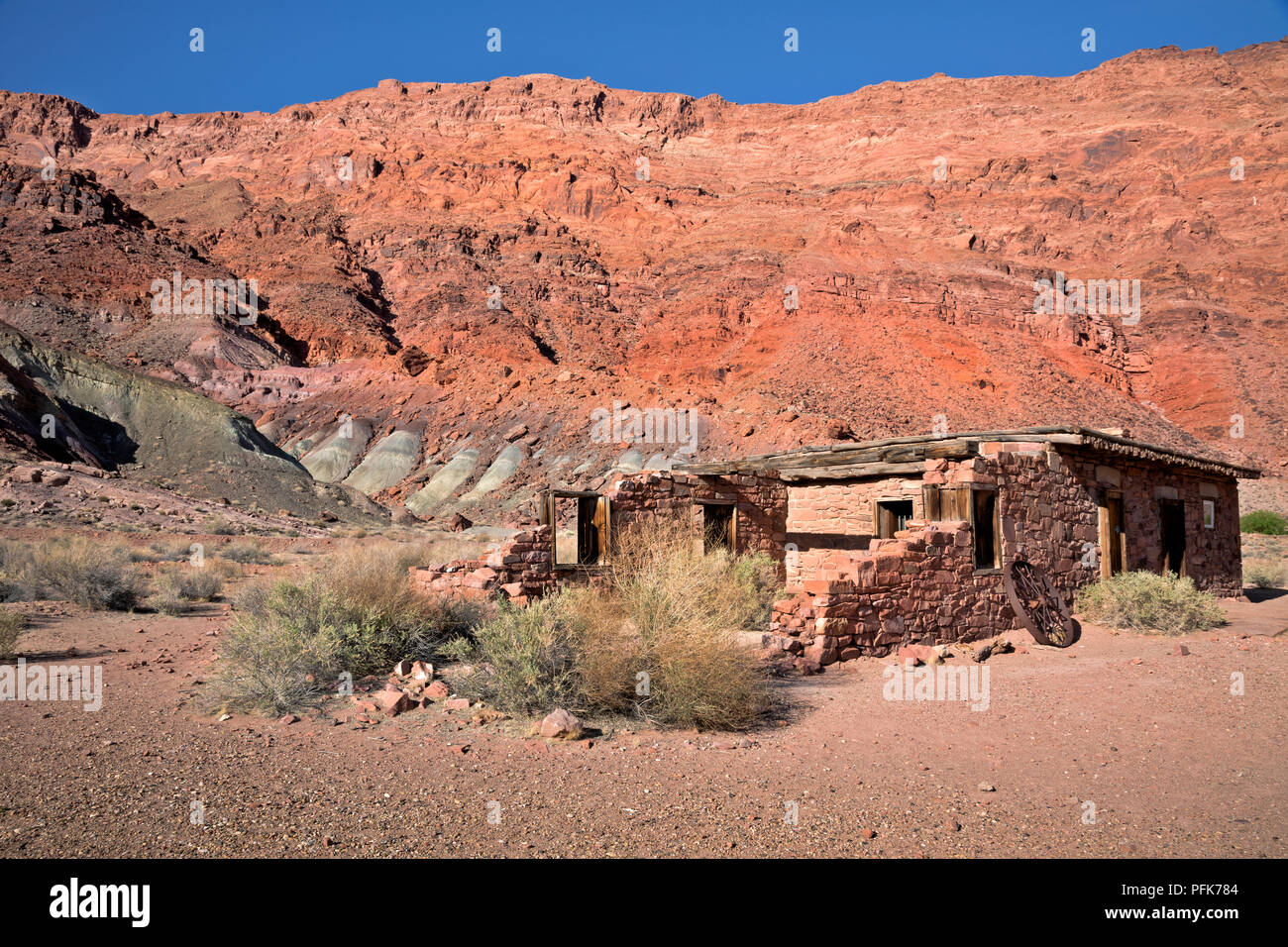 AZ00323-00...ARIZONA - Lees Ferry Fort , built in 1876, an historic area in Glen Canyon National Recreation Area. Stock Photo