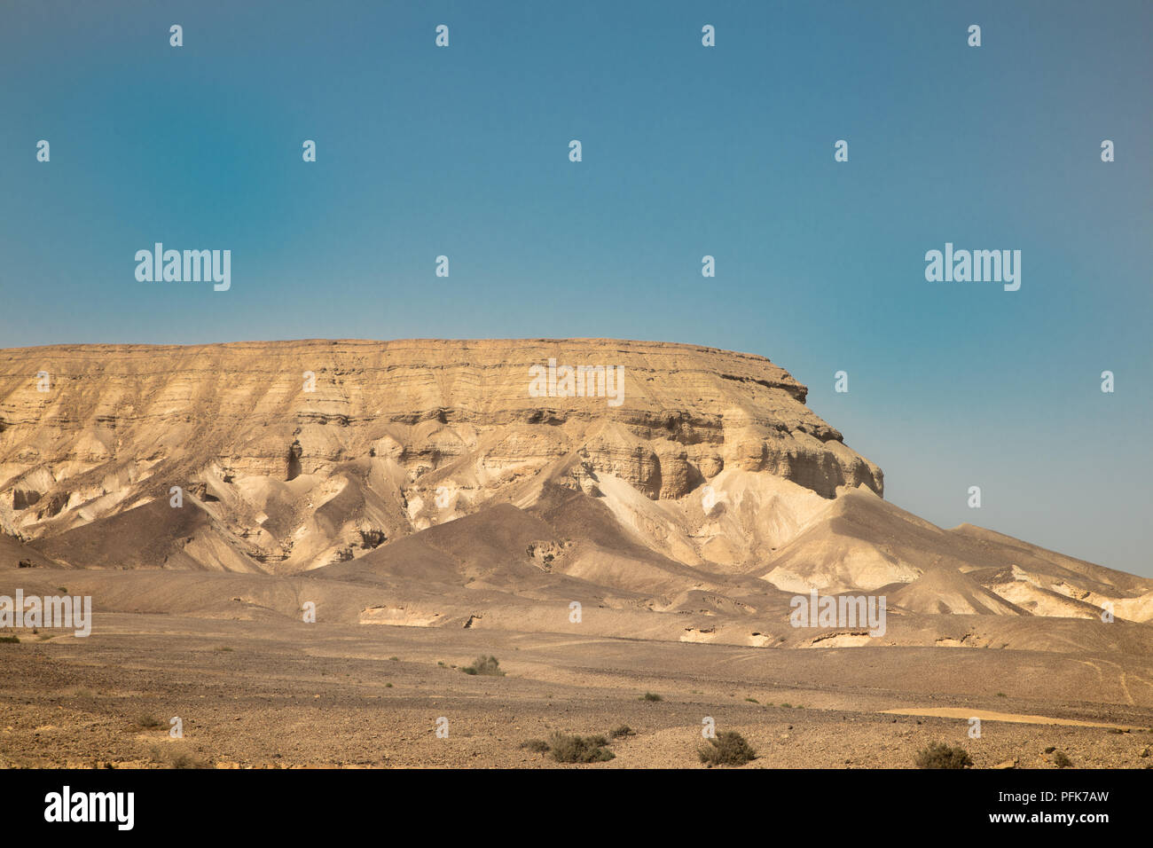 Large Rock Plateau, Desert Landscape, Negev, Israel Stock Photo