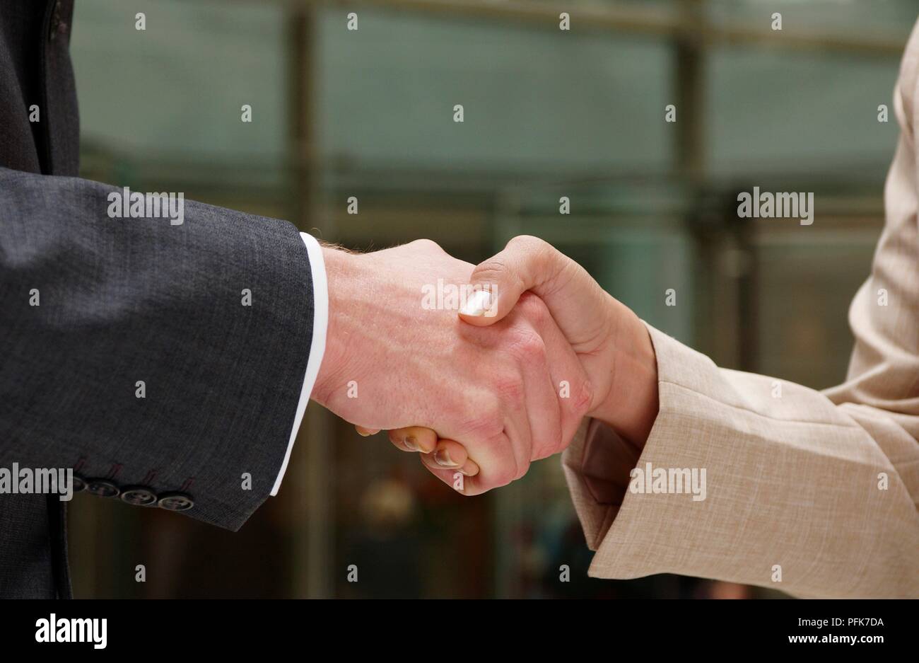 Two businesspeople shaking hands Stock Photo