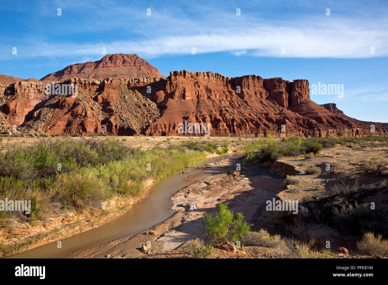 AZ00328-00...ARIZONA - The Paria River at Lees Ferry, near its confluence with the Colorado River in Glen Canyon National Recreation Area. Stock Photo