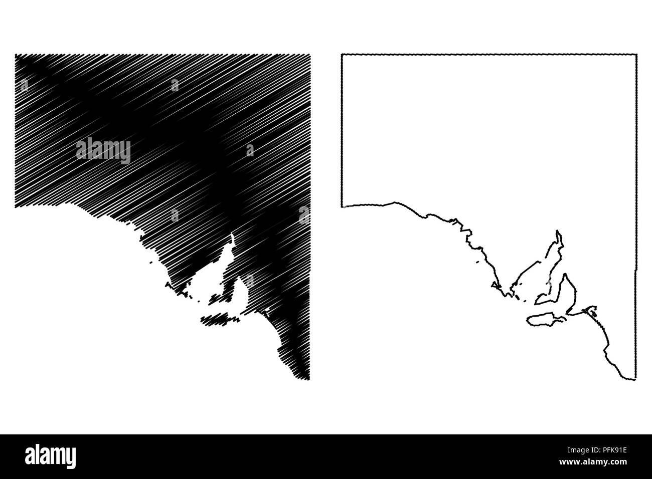 South Australia (Australian states and territories, SA) map vector