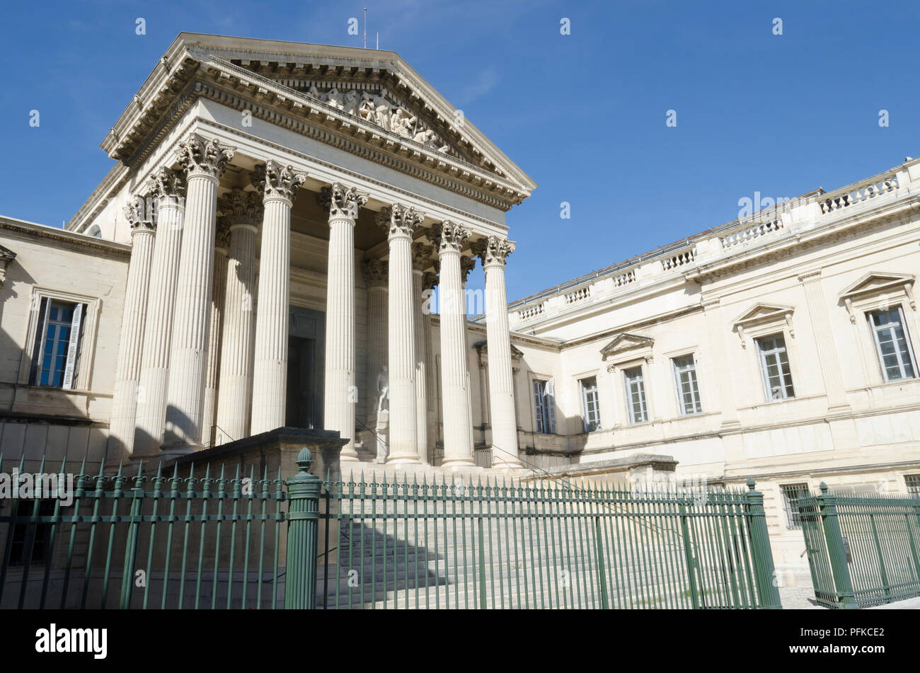 old courthouse with pillars, outside view Stock Photo