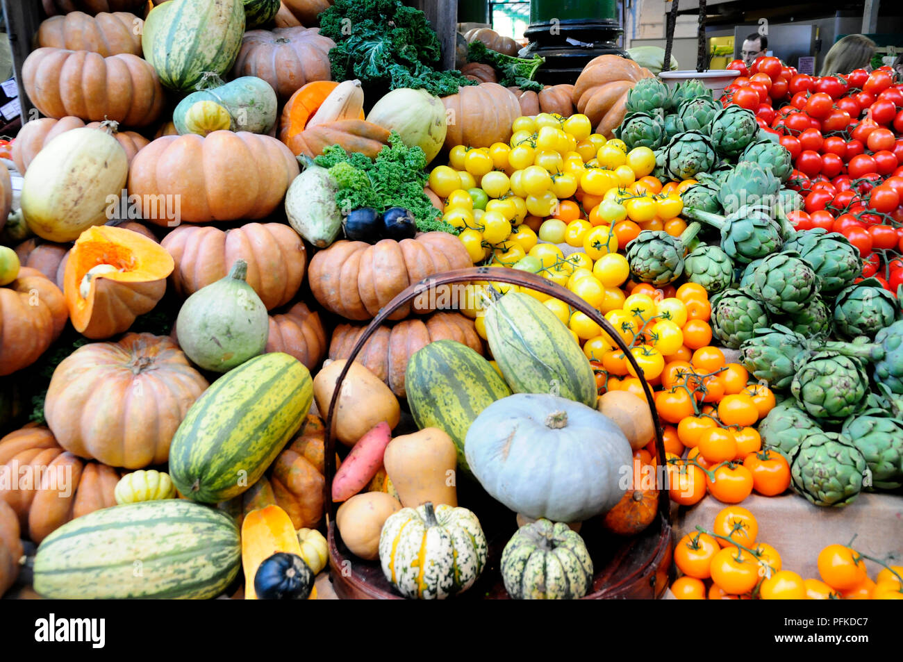 Fresh fruit and vegetables on market stall Stock Photo - Alamy