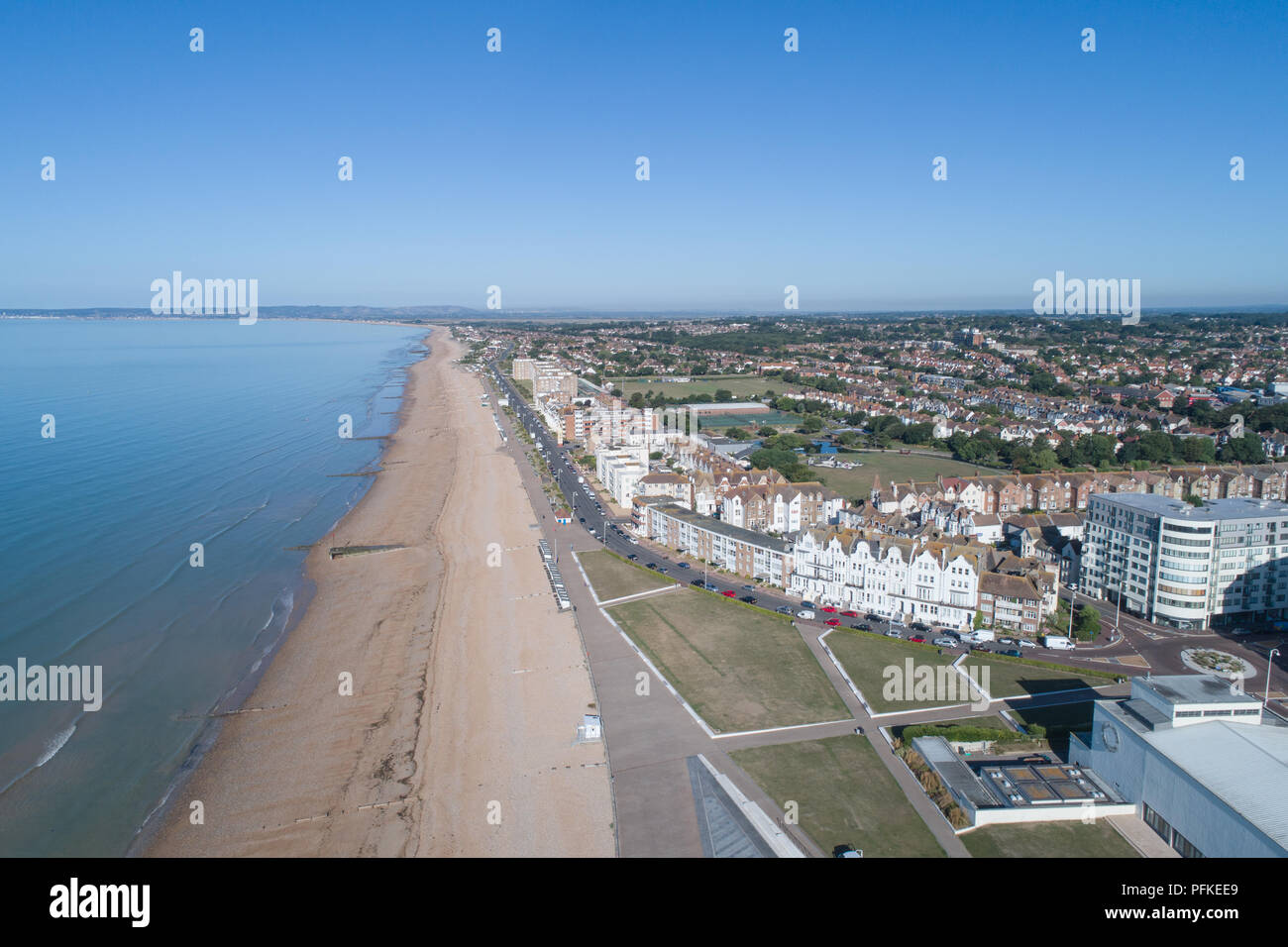 aerial view of the beach at bexhill on sea on the coast of east sussex Stock Photo Alamy