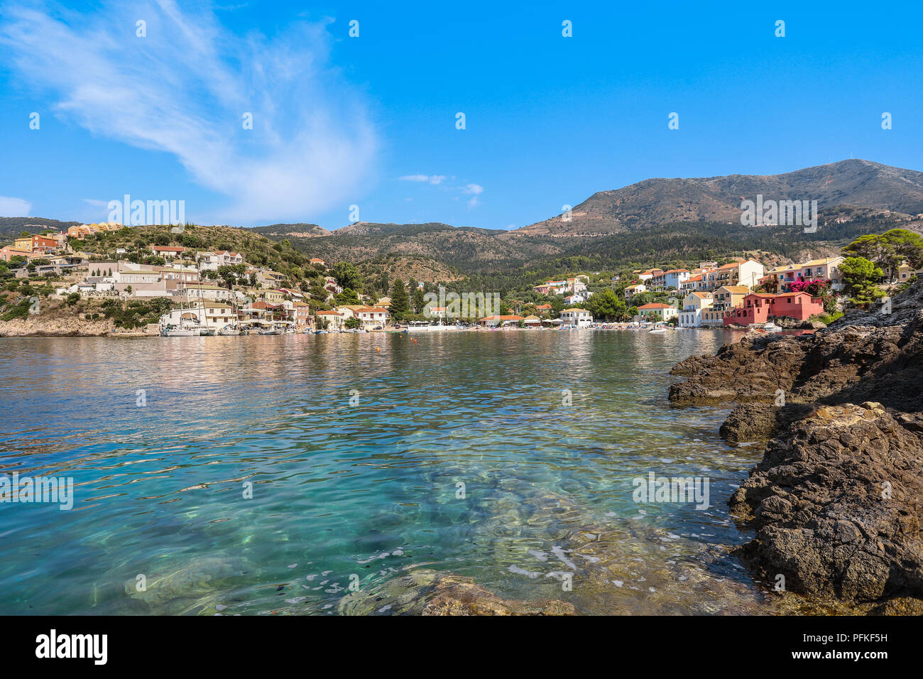 Assos on the Island of Kefalonia in Greece Stock Photo