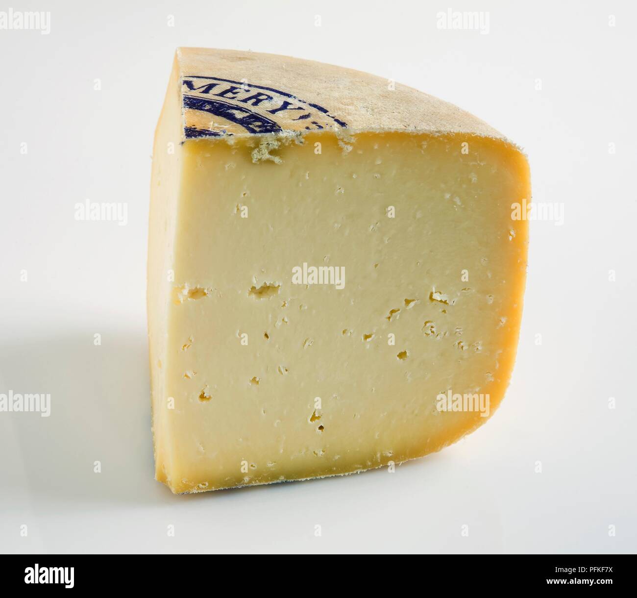 Slice of American Fleur de la Terre cow's milk cheese Stock Photo