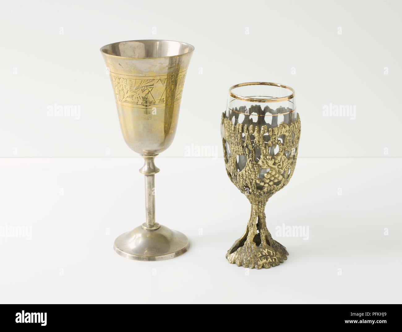 Two Kiddush cups, close-up Stock Photo