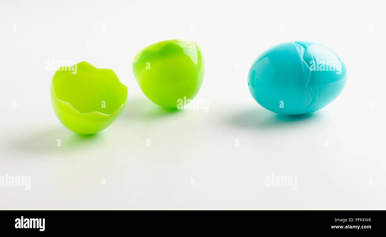 Glossy plastic toy eggs Stock Photo