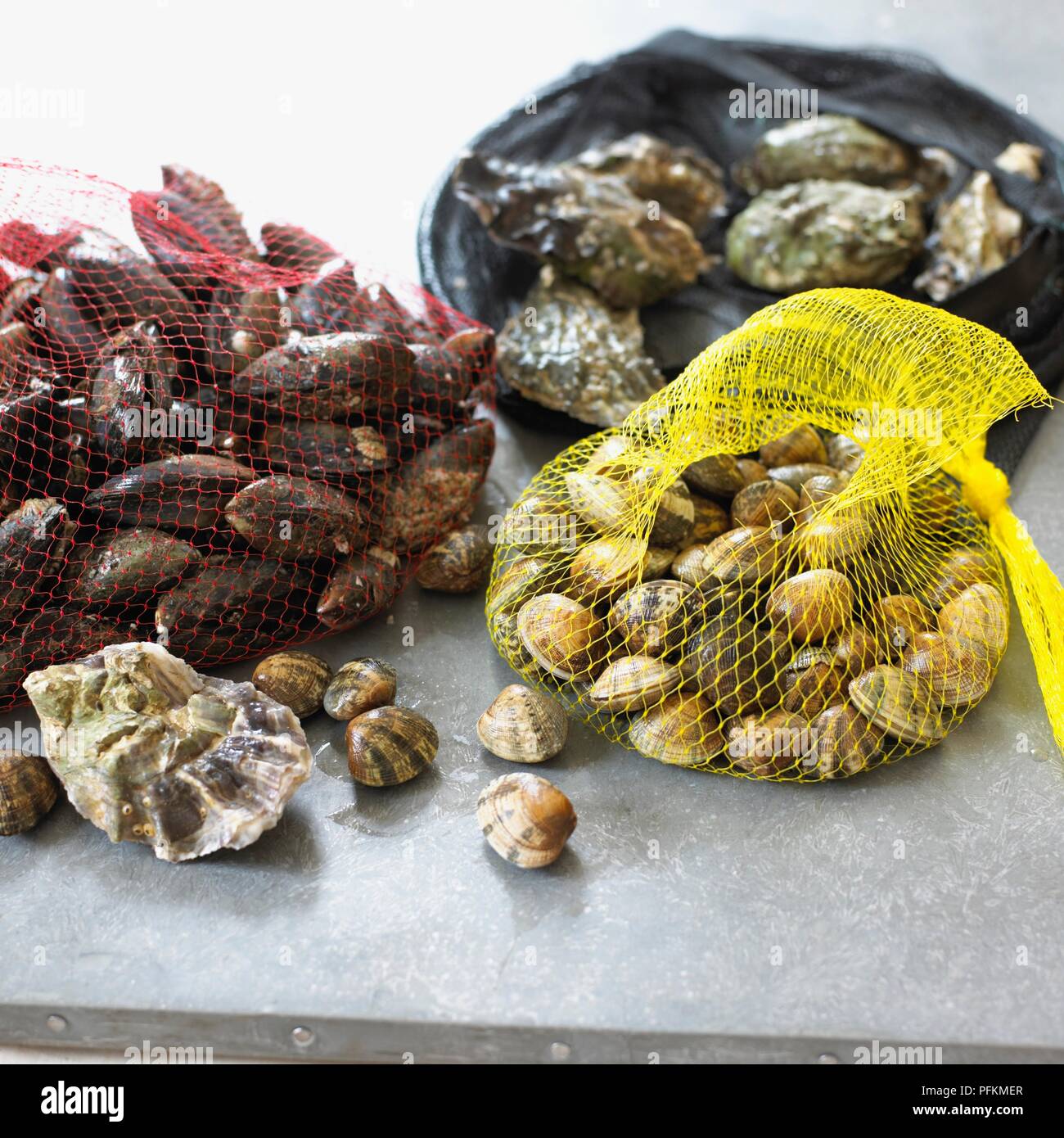 Shellfish seafood on table Stock Photo