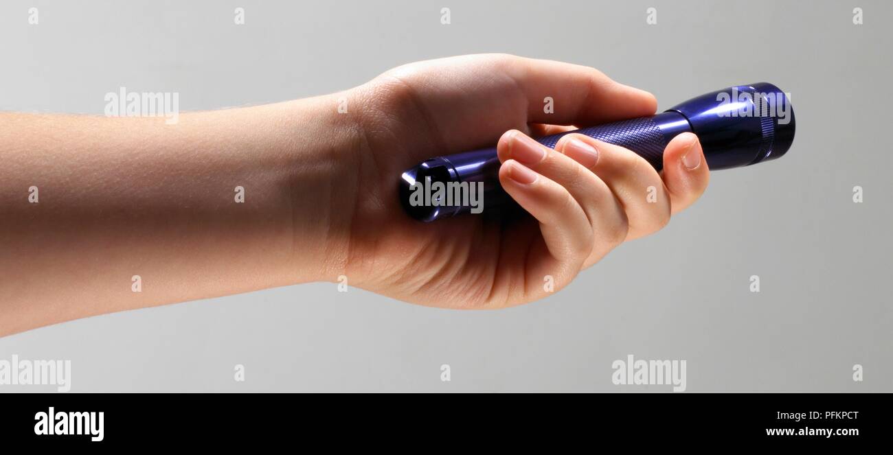 Hand holding torch Stock Photo Alamy